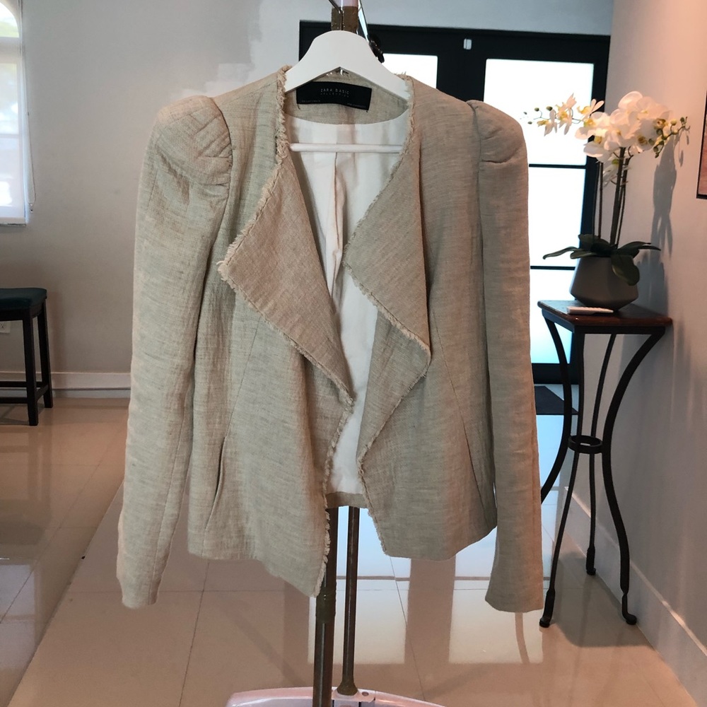 Beige Linen Jacket Zara